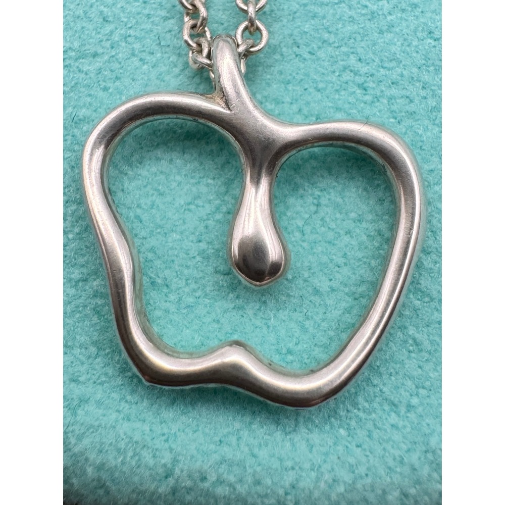 Tiffany & Co Elsa Peretti Open Apple Pendant Necklace Sterling Silver 925 Small - Picture 2 of 4